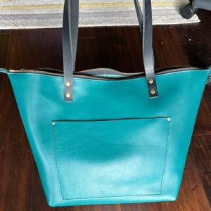 Portland Leather Goods large zip tote in peacock!